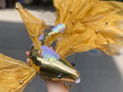 Mô hình cá chép decor thân xốp gắn ngọc [Dáng thon - Nhiều màu] mình 28cm D60cm TCV-CA-07